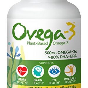 Ovega-3 Vegetarian/Vegan Omega-3, One Per Day, Dietary Supplement, Algal Oil, 500 mg Omegas, 135 mg EPA, 270 mg DHA, 60 Count, Packaging May Vary