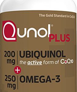 Qunol Ubiquinol + Omega 3 Plus CoQ10 200mg, Extra Strength Ubiquinol Plus DHA and EPA for Heart and Vascular Health, Natural Supplement Active Form of CoQ10, Powerful Antioxidant, 90 Count