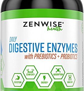 Digestive Enzymes Plus Prebiotics & Probiotics - Natural Support for Better Digestion & Lactose Absorption - For Bloating, Constipation & Gas Relief + Helps IBS & Leaky Gut - 180 Vegetarian Capsules