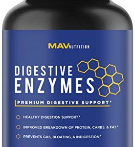 Premium Digestive Enzymes + Probiotics Supplement – All Natural – Stop Bloating & Flatulence With Protease Enzyme + Bromelain Supplements + Lactase Supplements – Better Digestion For Bloating