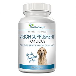 Eye Care for Dogs, Daily Vision Supplement with Lutein, Zeaxanthin, Bilberry Antioxidants, Vitamin C and Vitamin E for Healthy Dog Eyes, Nutrition Strength, 120 Chewable Tablets