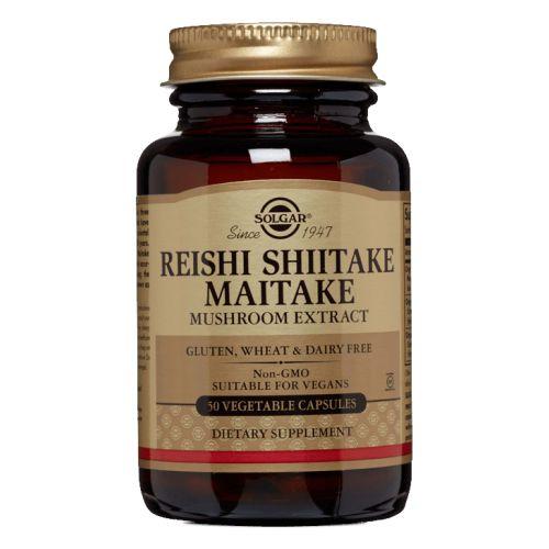 Solgar Reishi Shiitake Maitake Mushroom Extract Vegetable Capsules - 50 V Caps