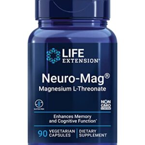 Life Extension Neuro-Mag Magnesium L-Threonate, 90 Vegetarian Capsules Ultra-Absorbable Magnesium – Memory, Focus & Overall Cognitive Performance Boost – Non-GMO, Gluten-Free