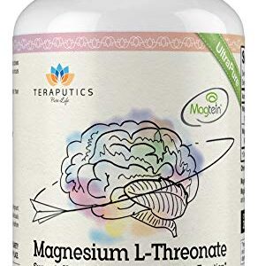 Magnesium L Threonate (Original Magtein Formula) – Non-GMO Highly Absorptive Pure Magnesium Supplement – 2000 mg – 100 Vegan Capsules – A Vitamin for Cognition – Pills are Without Laxative Properties