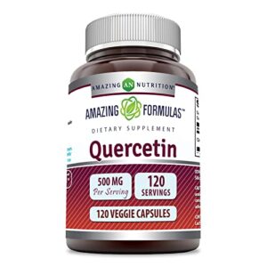 Amazing Formulas Quercetin 500mg 120 Veggie Capsules Supplement – Non-GMO – Gluten Free – Supports Overall Health & Well Being