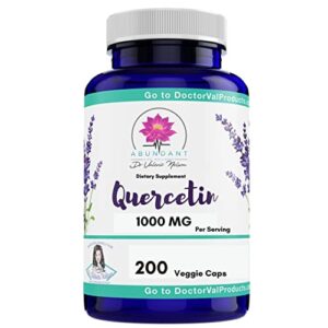 Dr. Valerie Nelson Quercetin 500 mg – 200 Capsules – Absolute Best Value on Amazon – 2 caps is 1,000 mg – Formulated
