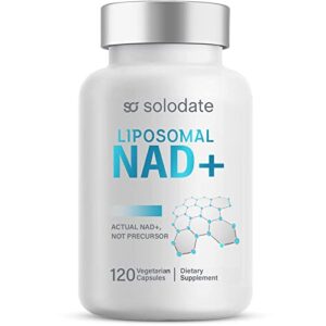 solodate Liposomal NAD+ Supplement, True NAD+ 500mg with TMG 250 mg for Max Absorption, Nicotinamide Riboside Alternative for Cellular Energy Metabolism & Healthy Aging – 120 Capsules