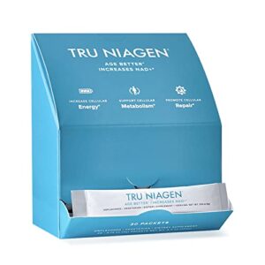 TRU NIAGEN Multi Award Winning Patented NAD+ Boosting Supplement Nicotinamide Riboside Powder NR for On-The-Go. Cellular Energy, Repair, Healthy Aging – 30ct/300mg – Good Source of Fiber