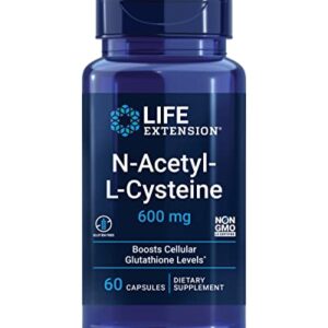 Life Extension N-Acetyl L-Cysteine 600mg – Powerful Antioxidant NAC Supplement For Liver Health and Healthy Glutathione Levels Support – Gluten Free, Non-GMO, Vegetarian – 60 Capsules