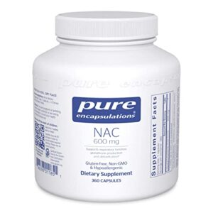 Pure Encapsulations NAC 600 mg | N-Acetyl Cysteine Amino Acid Supplement for Lung and Immune Support, Liver, and Antioxidants* | 360 Capsules