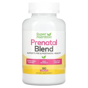 SuperNutrition Prenatal Blend Multi-Vitamin, High-Potency, 6 per Day Tablets, 30 Day Supply, 180 Count